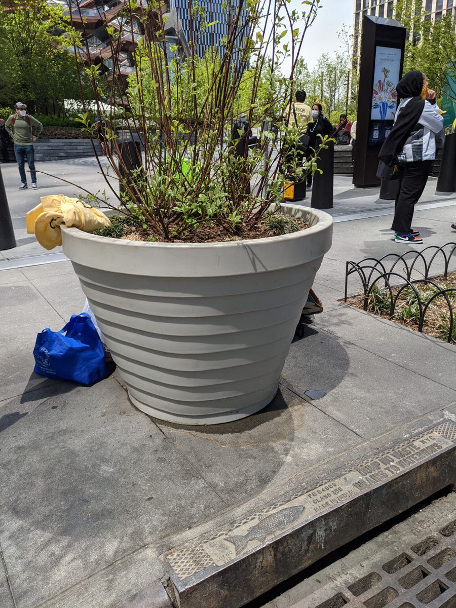 This planter was placed here illegally. Hudson Yards had to obtain a revocable consent from the DOT. They don't have a permit to place that planter there. Guess how many tickets Hudson Yards got for this illegal planter? ZERO. Double standard at its finest.