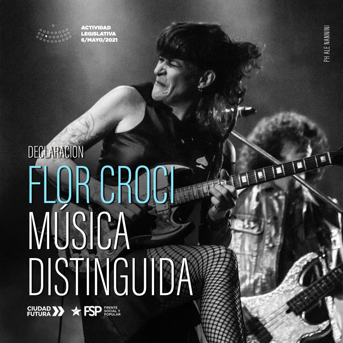 💜🎸 En la sesión de ayer del Concejo declaramos música distinguida a #FlorCroci, x su trayectoria y su aporte al rock y a la cultura popular y feminista d nuestra ciudad y a su compromiso con la visibilización y la lucha por la ampliación de derechos de las mujeres y disidencias