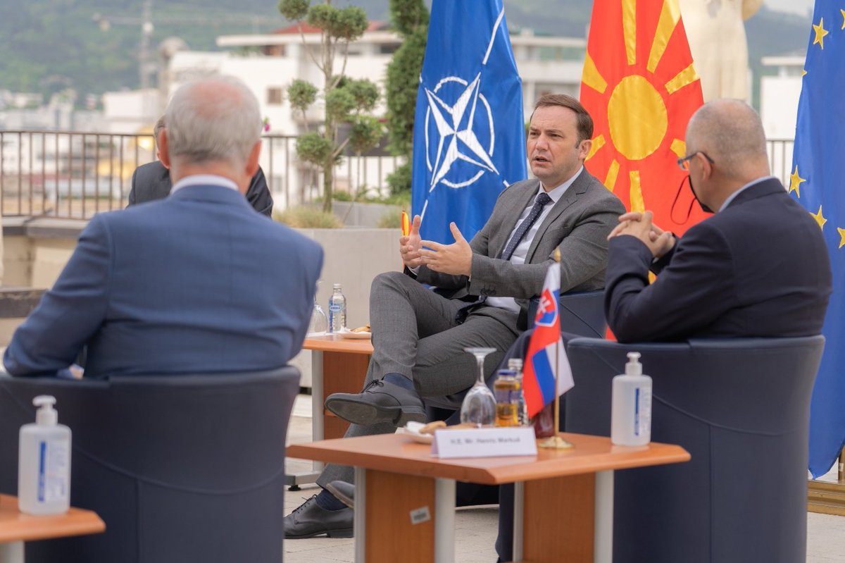 Very plesent meeting w/ the #C5 ambassadors 🇦🇹🇸🇮🇨🇿🇸🇰🇭🇺 exchanging views on the 🇪🇺  perspectives of 🇲🇰, upcoming #FAC &amp; #GAC discussions next week &amp; #WB6 regional developments