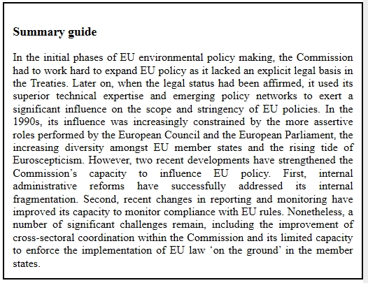 Chapter 6 is a brand new chapter by Alexander Bürgin, considering the roles of the European Commission and its changing infrastructure (from the establishment of DG ENV to the creation of DG CLIMA).11/25