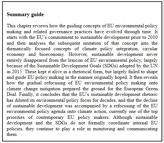 Chapter 16 is a brand new chapter by  @R_Steurer – it revisits the EU’s commitment to sustainable development investigating the role of key concepts such as circular economy or the UN  #SDGs in driving EU environmental action.21/25