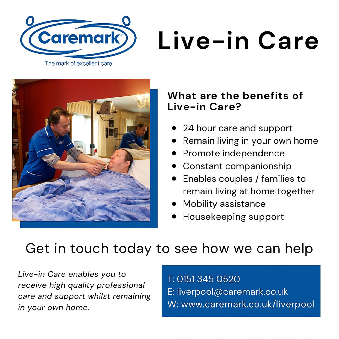 Live-in care is now viewed as the better alternative to care homes. A Live-in carer not only provides essential care and support but can be a valuable companion helping to reduce self isolation. Contact us today to see how we can help you or a loved one. 

#Homecare #Caremark #UK
