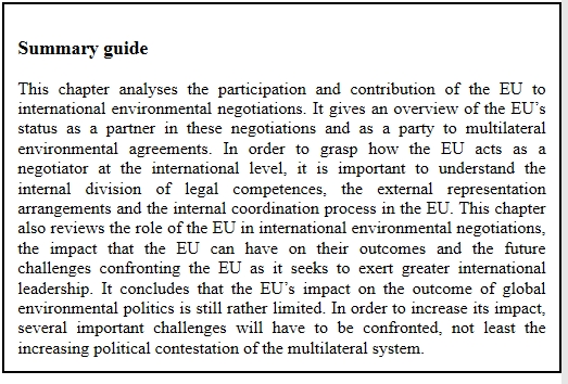 Chapter 15 by  @tomdelreux looks at the EU’s experience in international environmental negotiations – arguing that the EU’s impact remains limited and suggesting ways in which its impact could be increased. 20/25