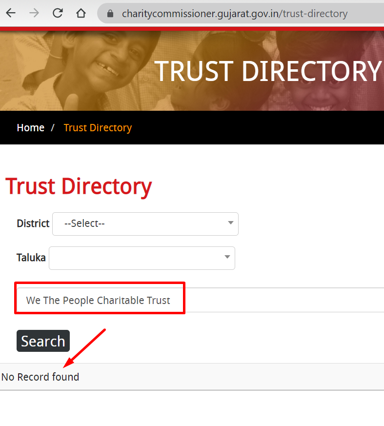 [It is mandatory for a Trust to get the reg. under Indian Trusts Act, 1882 & I-T Act, 1961 Sec 12AB]Besides public domain (like SM, will come later on that), we verified at MCA, GUJ Charity Comm 'Trust Directory' website & DARPAN (maintained by Niti Ayog) too, but no luck.4/n