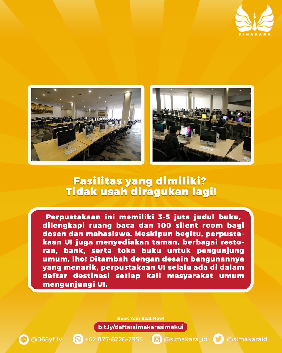 simakaraid's tweet image. Haloo Pejuang SIMAK UI!

Udah tau belum kalo UI punya perpustakaan yang kece banget?

Biasa dipanggil Perpusat oleh anak-anak UI. Selain kaya akan koleksi buku, Perpusat UI juga terkenal dengan tempat dan fasilitas belajar yang keren.

#simakui2021
#utbk2021
#tryoututbk2021