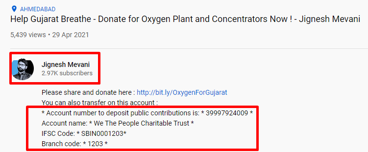 5. YT vid description provides a SBI, AHMD, GUJ bank account in the name of ‘WE THE PEOPLE CHARITABLE TRUST’ , however, registration details don’t appear anywhere on public domain or govt websites.5/n