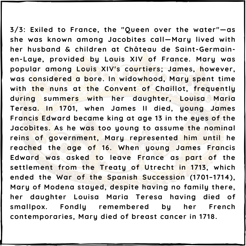 BritishHistorym's tweet photo. #otd 7 May 1718 – Mary of Modena died (b.1658)
She was queen of England, Scotland, & Ireland as the second wife of James II and VII (1633–1701)
#maryofmodena #royalhistory #queenconsort #Britishhistory https://t.co/7n8lGYrwtI