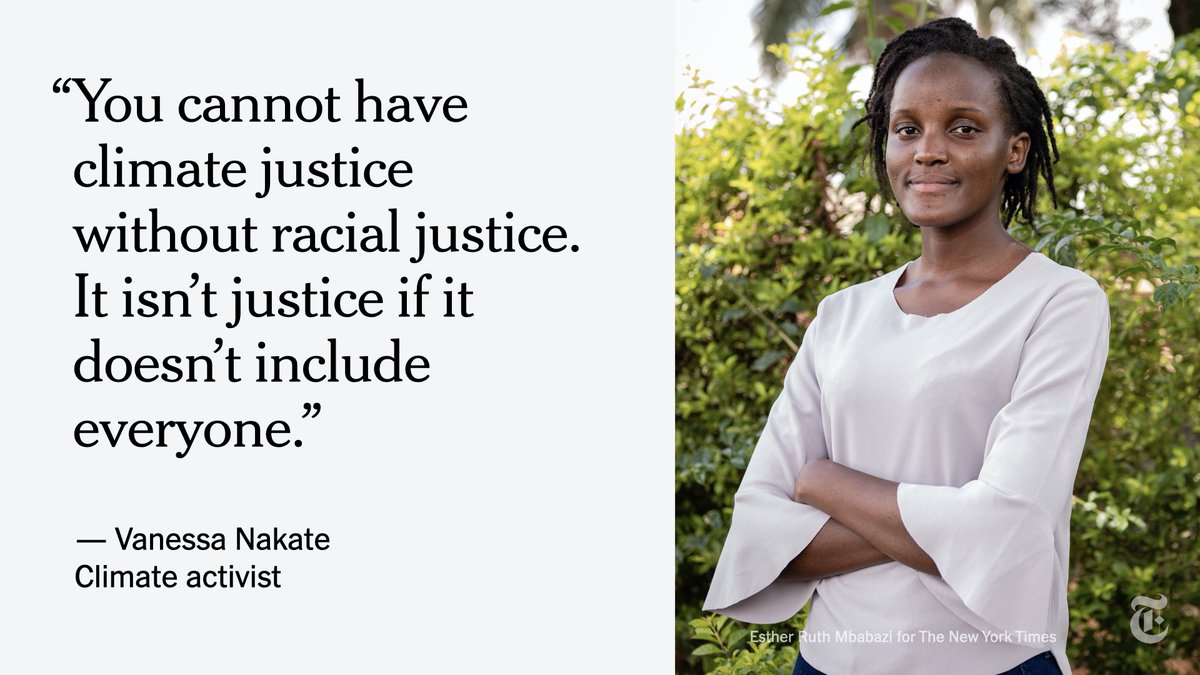 nytimes's tweet photo. Vanessa Nakate, a climate activist from Uganda, was cut out of a news photo featuring her and four white campaigners.

She denounced her omission as a sign of the erasure of Black voices in environmental activism. Her message reverberated across the world.
https://t.co/ELaUfwawFo https://t.co/tdOJYKA8zf