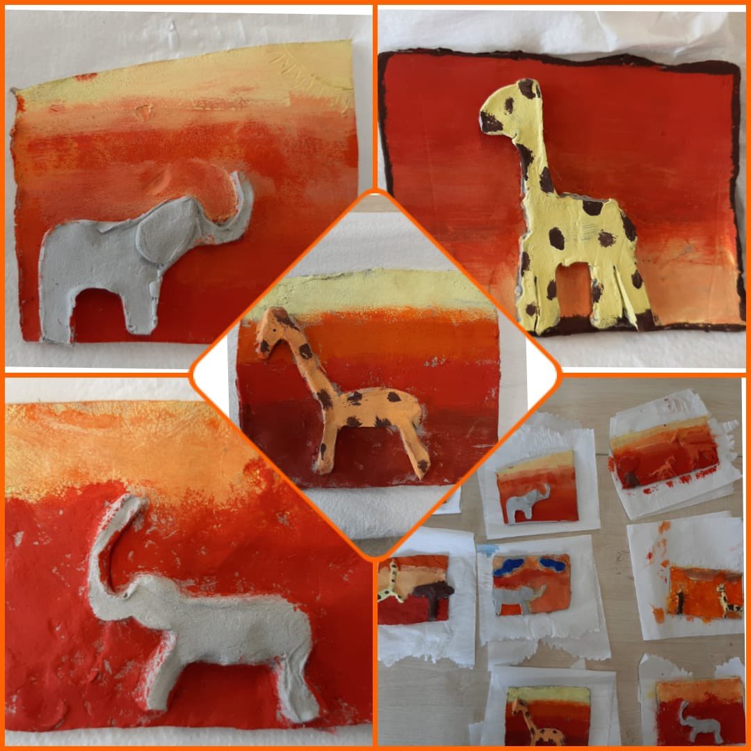 newinn_sgmi's tweet photo. Clay art based on a sunset in Africa and testing materials to see whether they were transparent translucent or opaque in science ☀️ #Rang6 https://t.co/JcrdJgIXhU