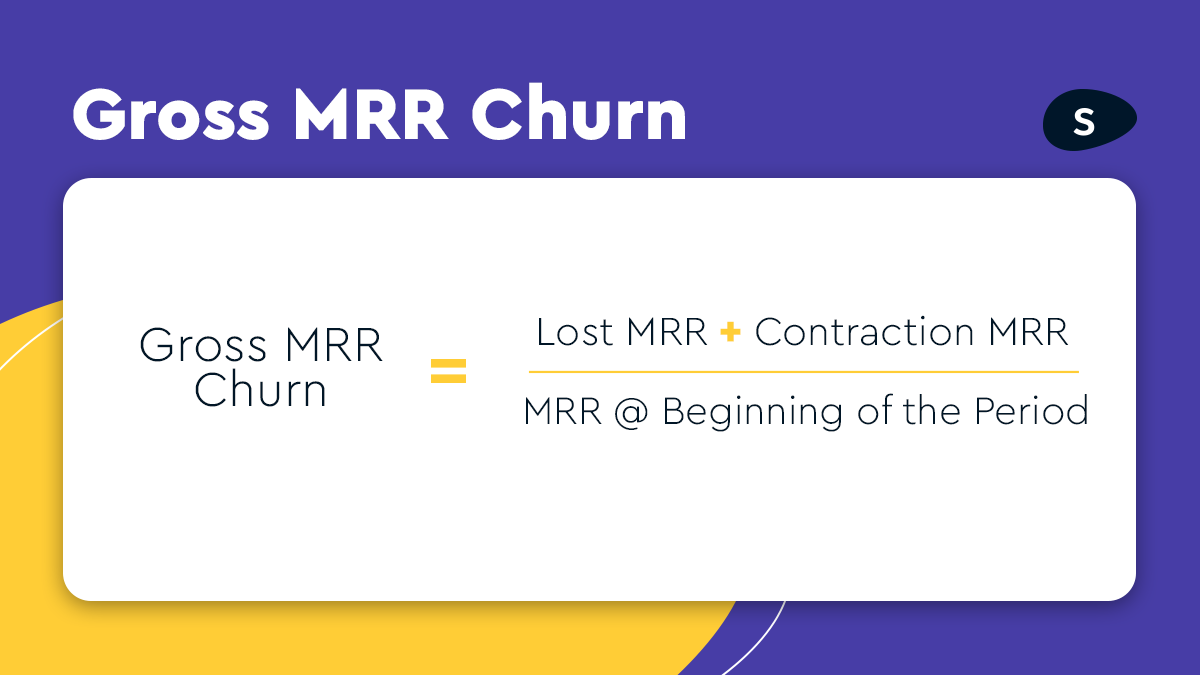 To calculate the Gross MRR Churn you’ll need:The contraction MRR (lost revenue from users moving plans)The lost MRR (lost revenue from users unsubscribing)Then, use the formula below: