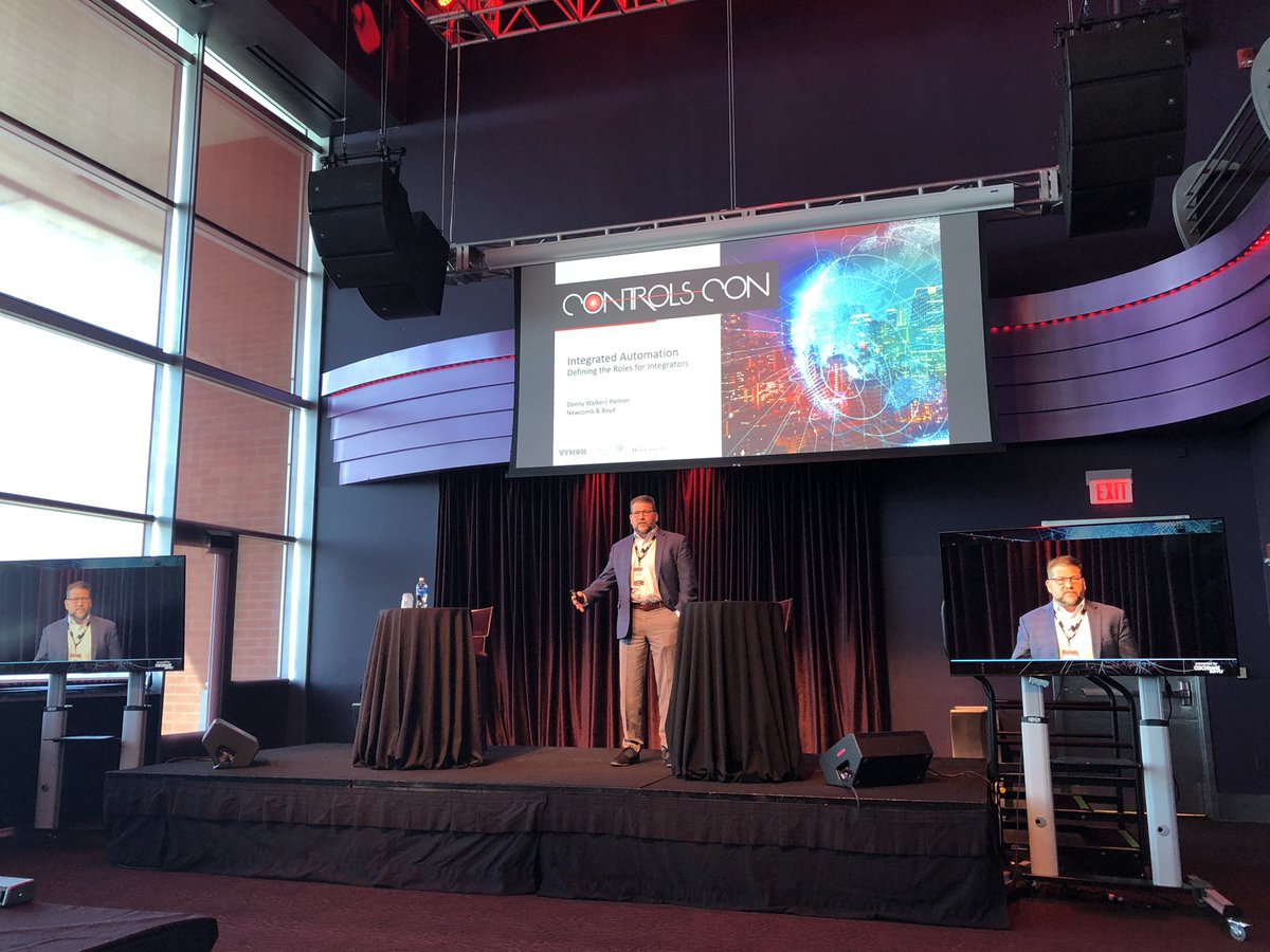 ControlsCon's tweet image. Donny Walker, Partner at @NewcombBoyd, kicks off his presentation focused on Integrated Automation and the roles the integrators in the Business Track at #ControlsCon.