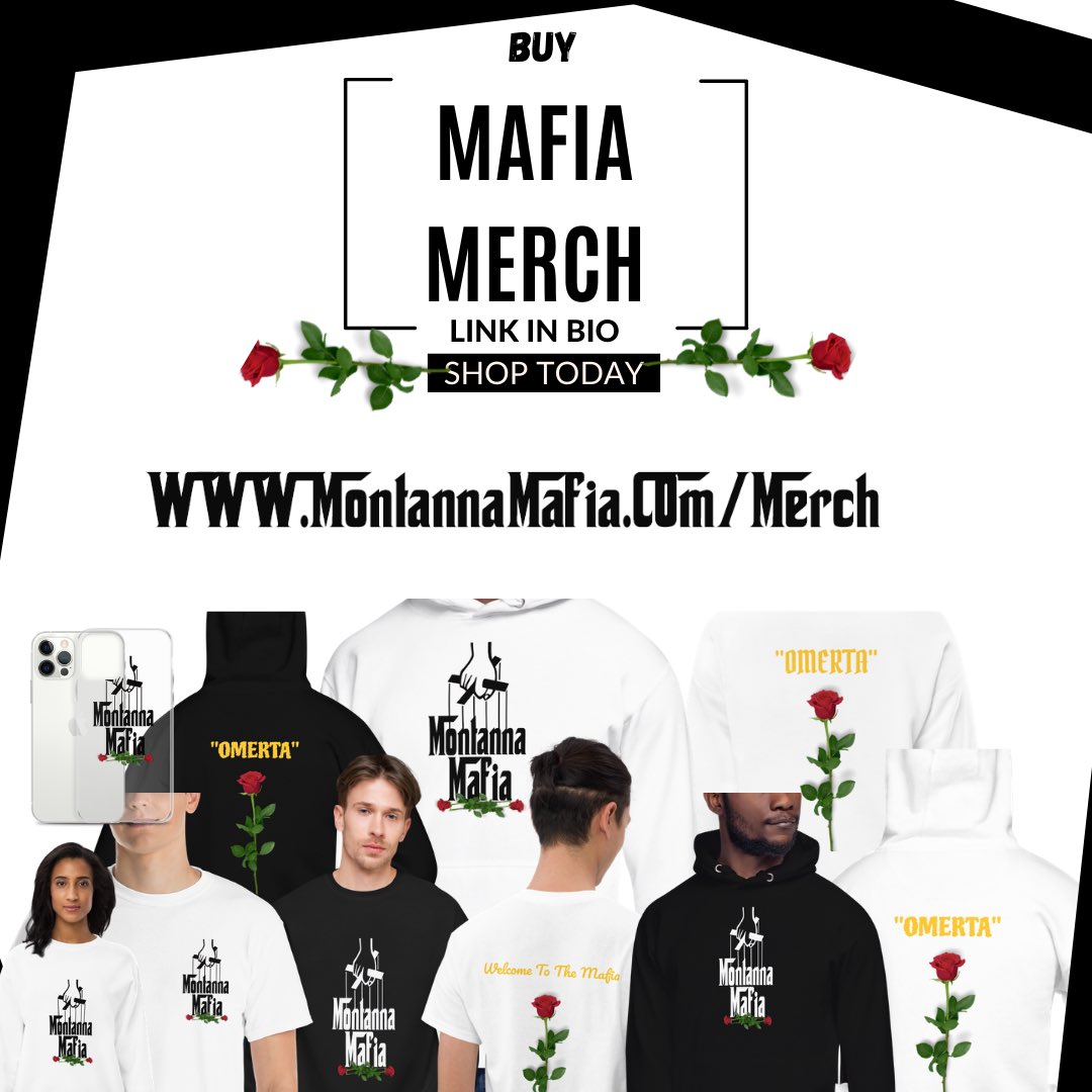 🤑SHOP TODAY 🛍LINK IN BIO💻BUY MAFIA MERCH TODAY 💯 % certified, Great quality HOODIES🧥, 👕 , CREW NECKS, and 📲PHONE CASES. LINK IN BIO. 
“WELCOME TO THE MAFIA” (compliments of the company) montannamafia.com/merch #trapmusic #producer #merchandise #merch #clothes #hoodies