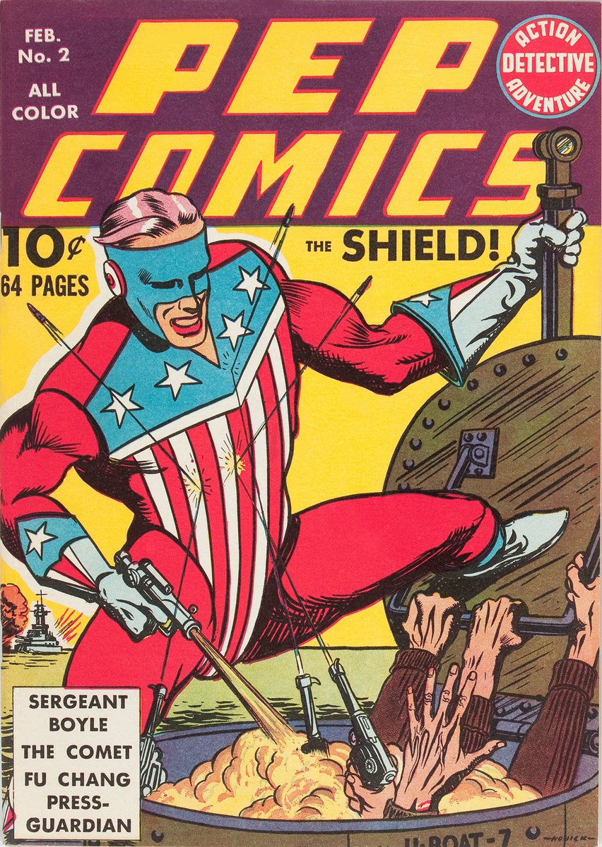 HakesAuctions's tweet photo. CONSIGNMENTS WANTED! @HakesAuctions is looking for #comicbooks & we want your copy of #PepComics #2 (Feb. 1940)! What a classic cover featuring #TheShield! Contact us today to sell your #GoldenAge #comics! πΊπΈπΊπΈπΊπΈ
#MLJMagazines #Shield #comiccollection #comiccollector https://t.co/qkNO55McTD