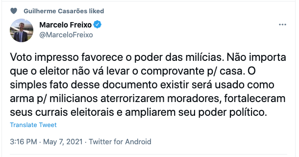 Como assim?! O documento vai para uma urna. Explica sua tese mirabolante... e por que tem tanto medo de voto auditável.