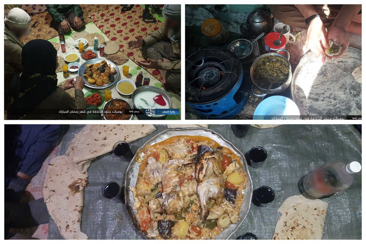 What caught my attention was the serving of the famous Iraqi dolma (stuffed vegetables) and the making of kubba/kibbi in Iraq. Dolma is a luxury dish as it takes time and effort to make - kubba as well. Not a dish made by on-the-run militants! 2/