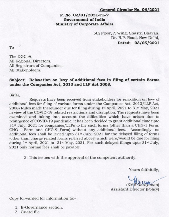 rekha_srivas's tweet image. #LLP filing of #Form11 for FY 2020-21 gets extended till July 31, 2021 without late fees.