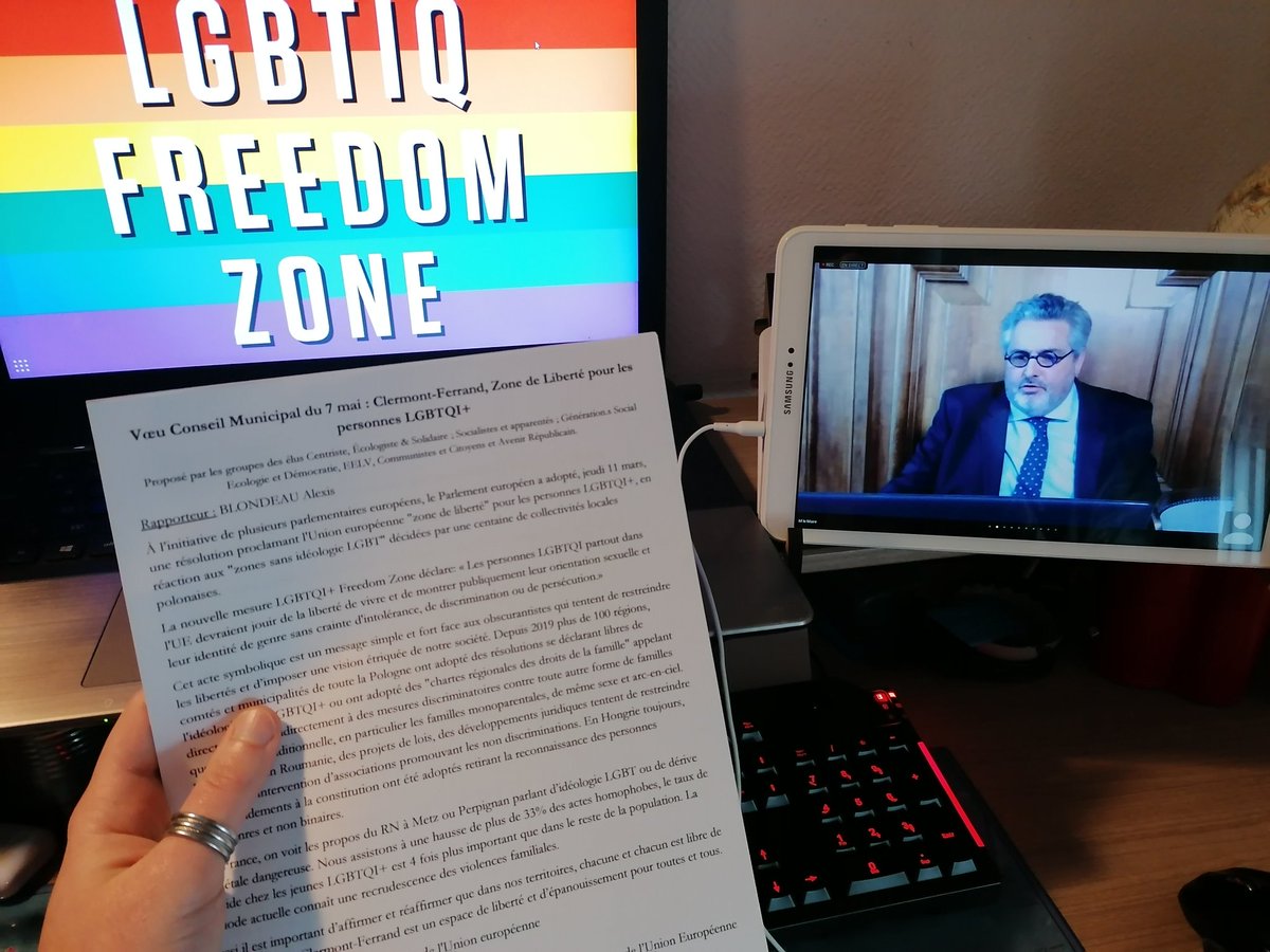 Le Conseil Municipal de #ClermontFerrand vote à l'unanimité notre vœu 'Clermont-Ferrand Zone de Liberté pour les personnes LGBTQI+' suite à l'adoption de la résolution proclamant l'Union Européenne Zone de Liberté.

#LGBTIQFreedomZone