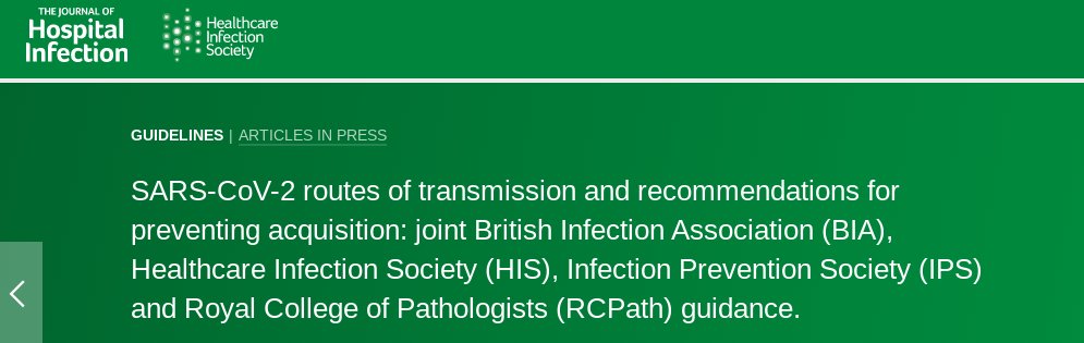 To get the significance of this, *just last week*, key UK infection control societies published a review with the same conflations/errors that CDC and WHO just moved towards correcting—and rated fomite and aerosol transmission (outside of medical procedures) as equally possible.