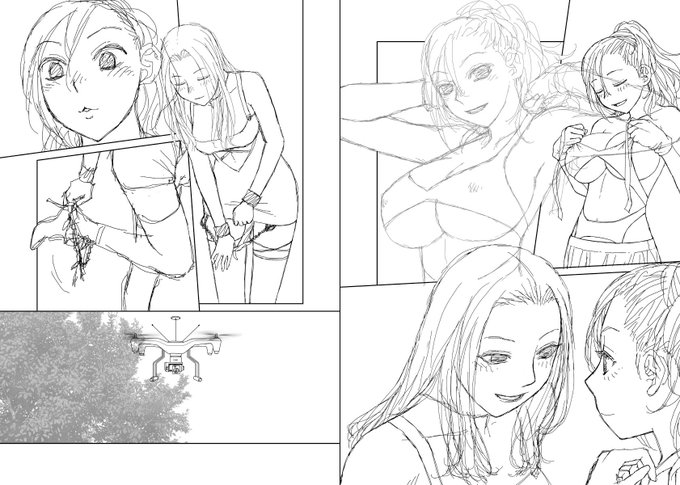 見開き単位で作業してた連載の下描き台詞フキダシ擬音無しバージョン…39↓

線が重なってる所は別々に作業するので完成した絵があります(^^;;

時間が押したり勿体無いと分かってるのですが、構成時に動かしたり右ページを左ページに変えたりすることがあるのでやめられません〜
_φ(T▽T;) 