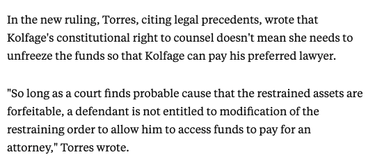 Separately, in his New York case — the same one Steve Bannon was pardoned for — he's trying to unfreeze his "We Build a Wall" funds so that he can pay his lawyer.The judge says no dice.  https://www.businessinsider.com/brian-kolfage-cant-use-build-wall-money-legal-defense-judge-2021-5