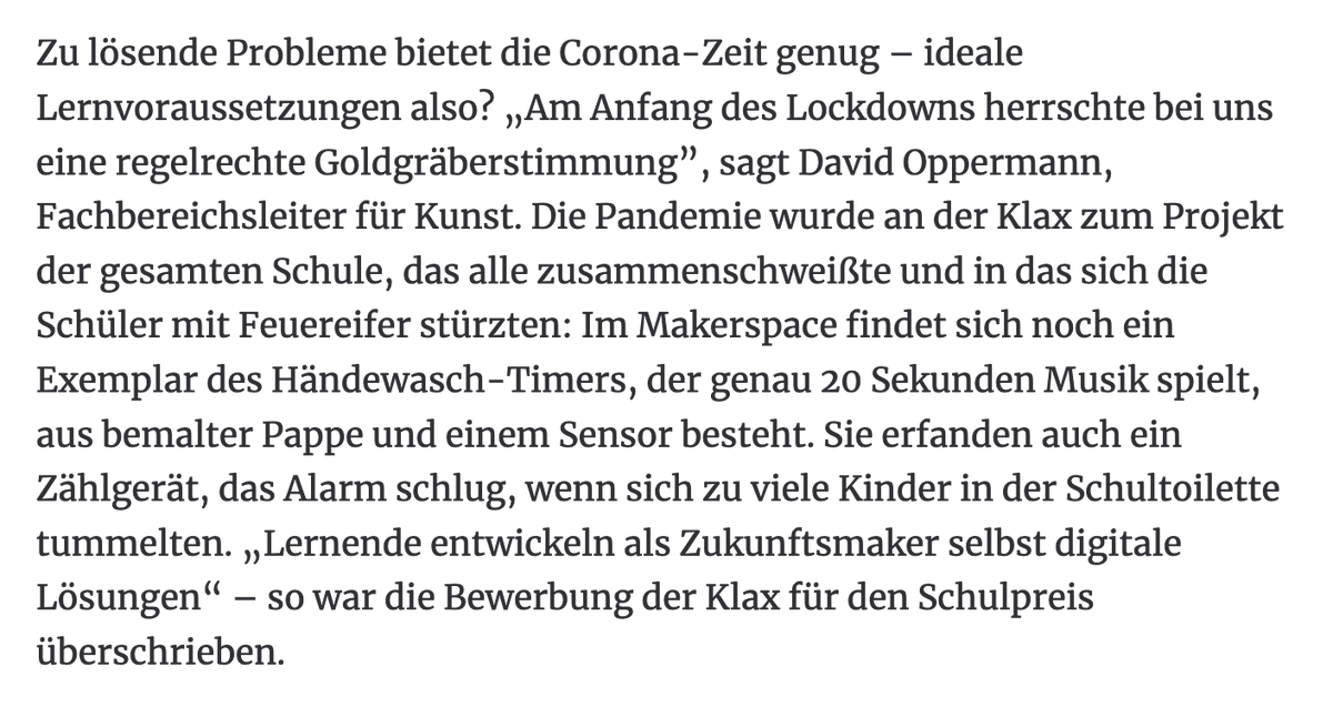 Ich habe über die Berliner Klax-Schule geschrieben, die mit ihrem Digitalkonzept für den Deutschen #Schulpreis nominiert ist und mich auch mit ihrem problemorientierten Lernansatz beeindruckt hat: berliner-zeitung.de/lernen-arbeite… <a href="/klax_de/">Klax</a> <a href="/schulportal/">Deutsches Schulportal</a> #twlz #twitterlehrerzimmer