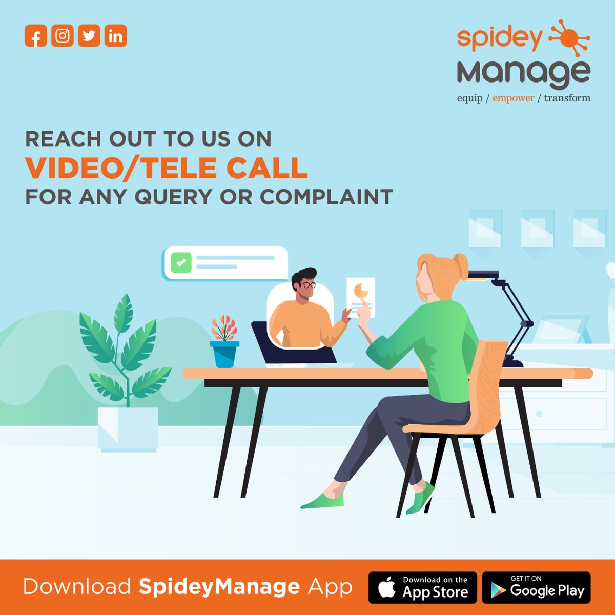 Reach out to us on Video/Tele call for any query or complaint.
.
.
#spideymanage #apartmentmanagement #VMS #bookamenities #Equip #Empower #Transform #visitormanagementsystem #covid19 #coronatimes #SOSSYSTEM #SOS #NoticeBoard #digitalnotice #digitalnoticeboard