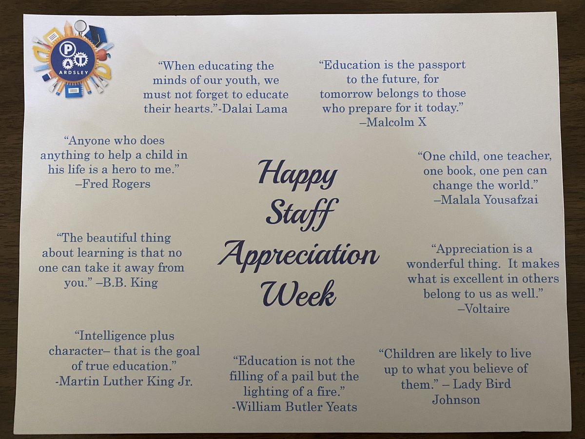 ArdsleyACT's tweet photo. We LOVE our PTA! The @ArdsleyACT would like to thank the Ardsley PTA for the lunches provided to teachers &amp; aides during Teacher Appreciation Week this week Not only were the lunches delicious but the gesture heart-warming. The Ardsley PTA and the @ArdsleyACT Perfect Together!:-) https://t.co/DkxT1BH1Xk