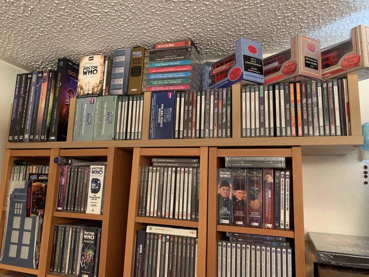 TheGingerDrWho's tweet image. Moving the soundtracks above ‘Big Finish Towers’ gives me more room for the 1st, 2nd, 3rd and 4th Doctor Adventures! #CreativeStorageSolutions