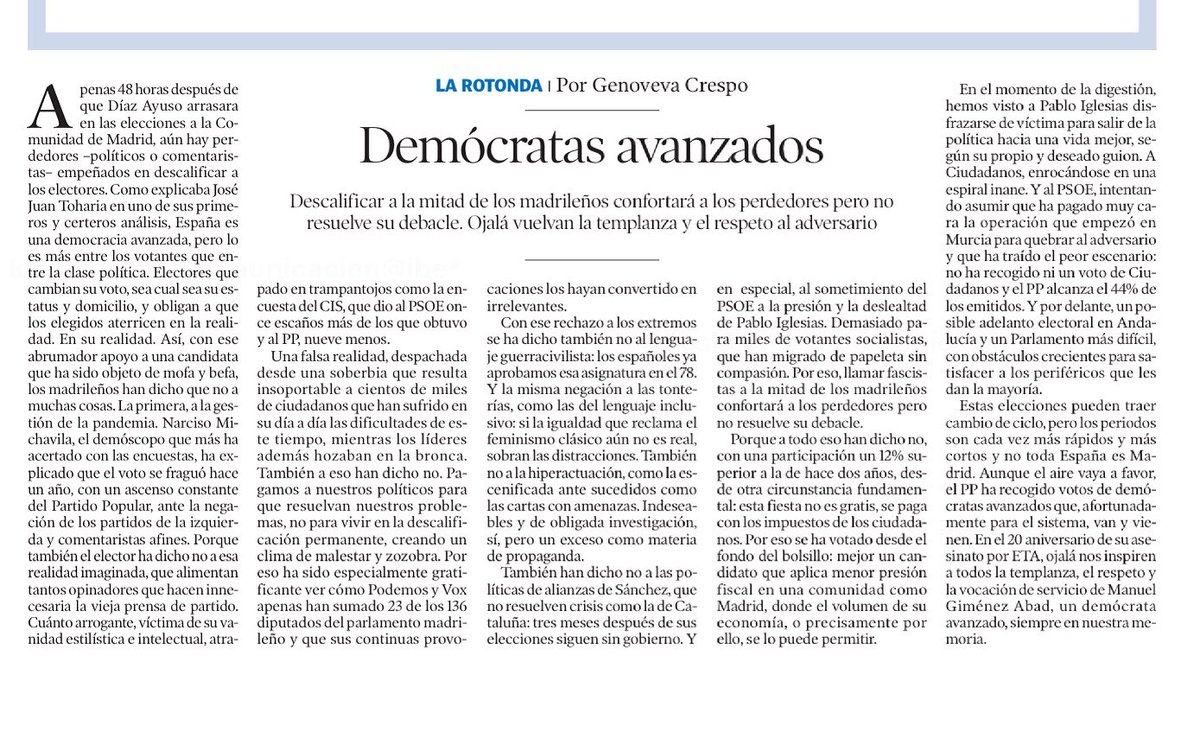 De nuevo en las páginas de <a href="/heraldoes/">Heraldo de Aragón</a> con un recuerdo a #ManuelGimenezAbad porque otra forma de hacer política tiene que volver a ser posible