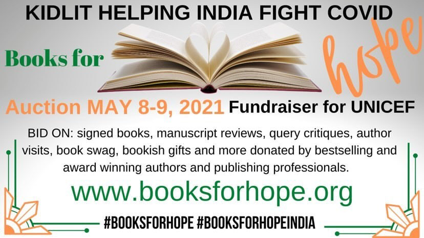 I donated a picture book critique to the Books for Hope: Help India Fight Covid Auction.  You can bid on my item here booksforhope.org/items-for-auct…! Bidding is open until 11:59 pm May 9.  All proceeds go directly to the UNICEF India Covid Relief Effort! #booksforhopeindia