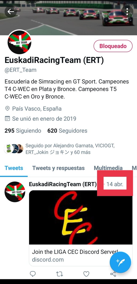 Mucho cuidado con esta cuenta que es robada, todos los que sigais a EUSKADI RACING TEAM esta cuenta dejar de seguir, ademas veo que siguen publicando hace poco mas de 15 dias.... MUCHO OJO POR FAVOR!!!

La autentica es <a href="/ERT_OficialTEAM/">Euskadi Racing Team Official</a> 
<a href="/EWT_Live/">EWT Live</a> <a href="/ZGZRallyTeam/">ZGZ RALLY TEAM Simracers</a> <a href="/bombertin_GT/">🇪🇦🄱🄾🄼🄱🄴🅁🅃🄸🄽 🄶🅃🇪🇦</a>