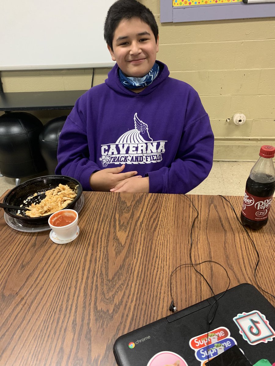 Celebrating student success!! This young man has worked very hard to achieve several goals. His celebration request El Mazatlan with his favorite teacher of the day!! #Purplepride #Cmscrew