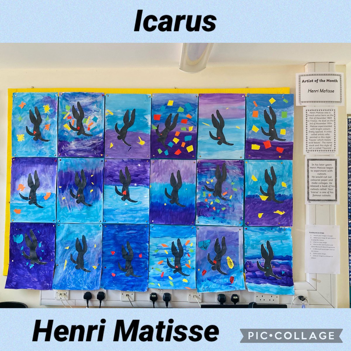 duizelig water Wegversperring Camrossns on Twitter: "We're learning about #AncientGreece We explored the  story of Daedalus &amp; Icarus then we looked at French painter Henri  Matisse's “Icarus” and used it for inspiration to create our