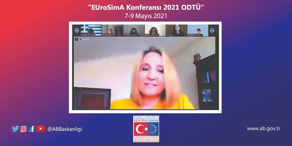 ABBaskanligi's tweet image. At #EUROsimA2021 Simulation Opening Ceremony, by @METU_ODTU Foreign Policy &amp;amp; IR Community, Head of Accession Policy Department Elif Kurşunlu made a speech on 🇹🇷🇪🇺 relations &amp;amp; future of the 🇪🇺
#EUCS #9MayEuropeDay @EUROsimA