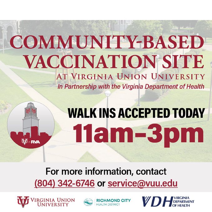 Get vaccinated today!  Walk-ins accepted until 3pm today. <a href="/vuupresident/">Dr. Hakim J. Lucas</a> <a href="/VUUNAAInc/">VUUNAA Inc.</a>
