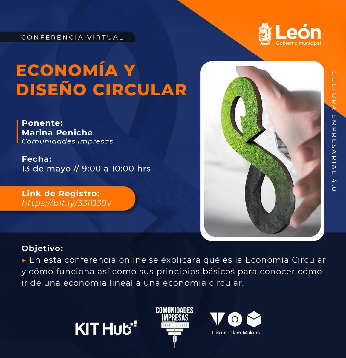 hub_kit's tweet image. 🔜 Siguiente conferencia online: ECONOMÍA CIRCULAR 

📆 Jueves 13 de mayo
⏰09:00hrs

Registro:
forms.gle/S2hJLNqyXeKjuC…

#empresas #innovacion #economiacircular