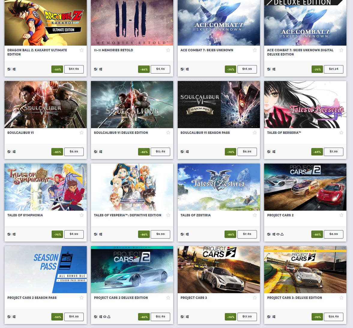 (PCDD) Bandai Namco Sale via Humble Bundle. : SmartGamingDeals