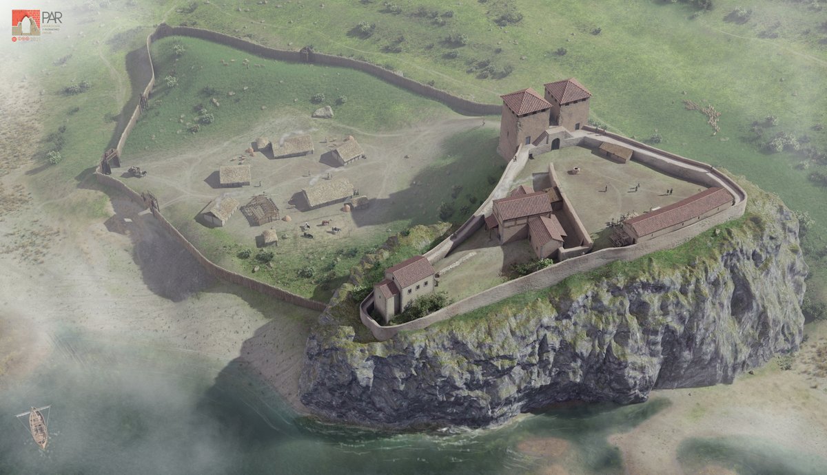 La fortaleza se conformaba por dos zonas diferenciadas: una zona baja cercada por una empalizada de madera y en la que podéis ver viviendas sencillas; y una zona alta fortificada, en la que se encontraba la parte noble del castillo.