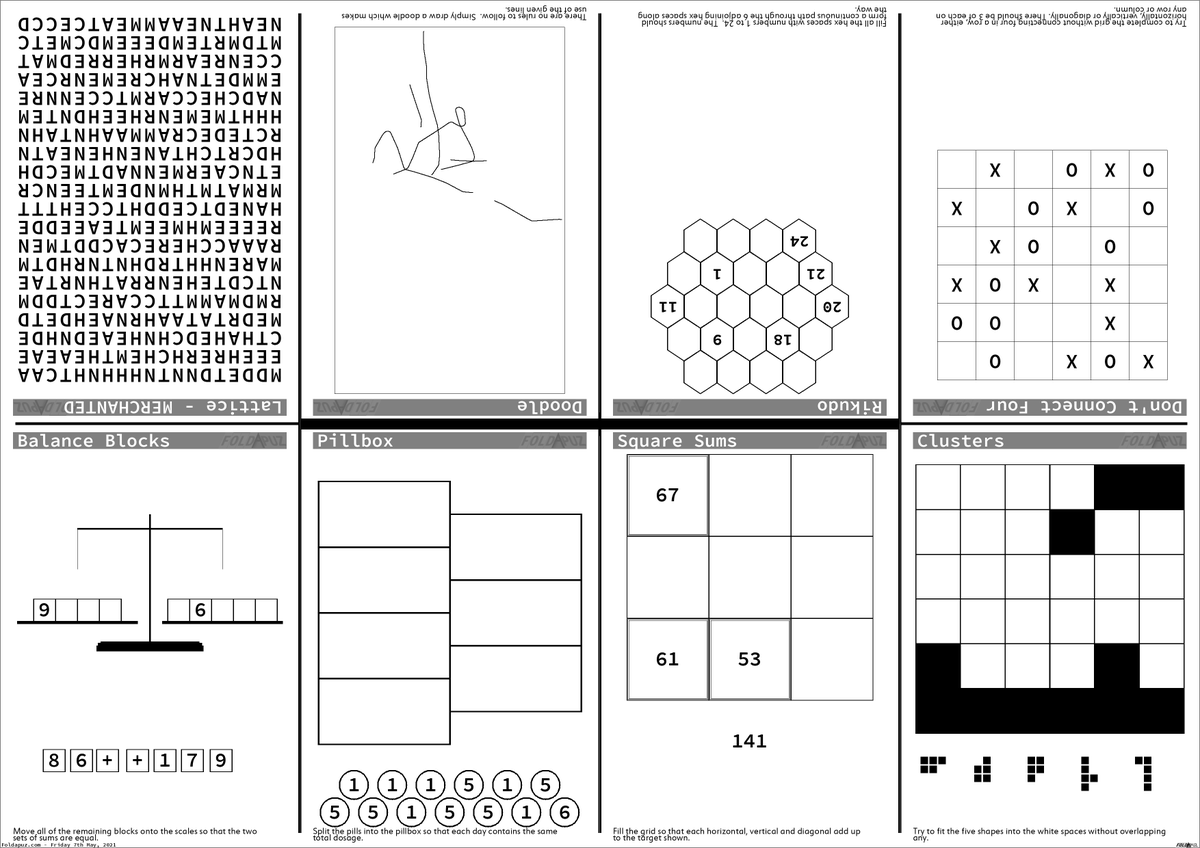 foldapuz's tweet photo. Every day, the https://t.co/nawi7PSiau site generates hundreds of printable pen’n’paper puzzles to play.  Print them out, or scribble away onscreen on your mobile device.

Sometimes, Doodle boxes appear for you to try to complete.
What can you make of the scribble? https://t.co/sD8eiTyAf5