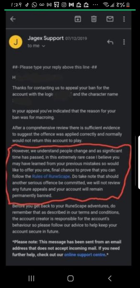 chess3232's tweet image. Hey @JagexSupport ,
I got muted 7 almost 8 years ago, when I was 16, in 24 now. I do understand what I said was against the rules and definitely should not of been said.
I've been asking to be unmuted and said myself that people change and jmods have been ignoring my plea...part2