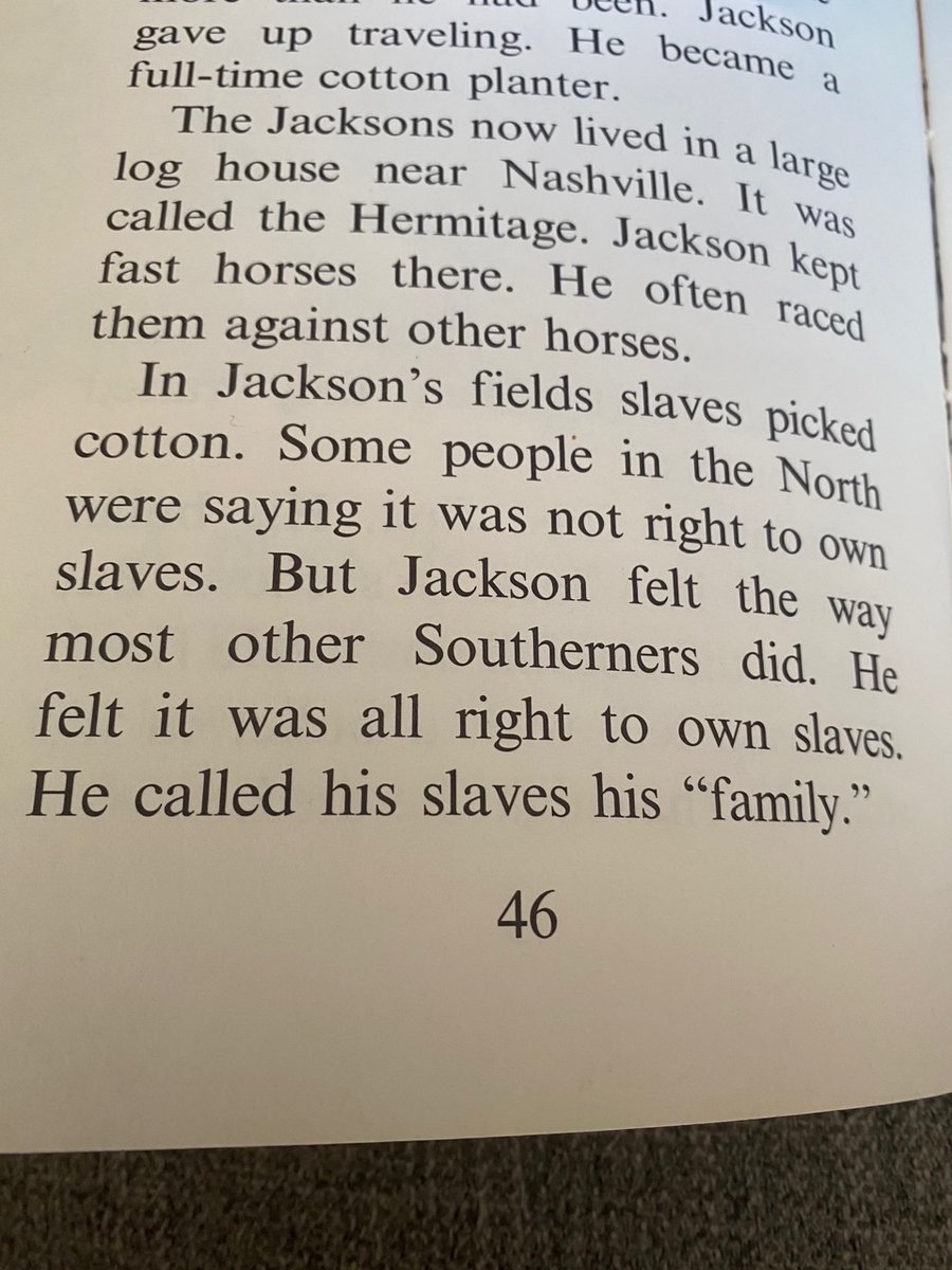 Here is how it handles Jackson's operation of a concentration camp filled with human property...This is what conservatives want kids to learn...