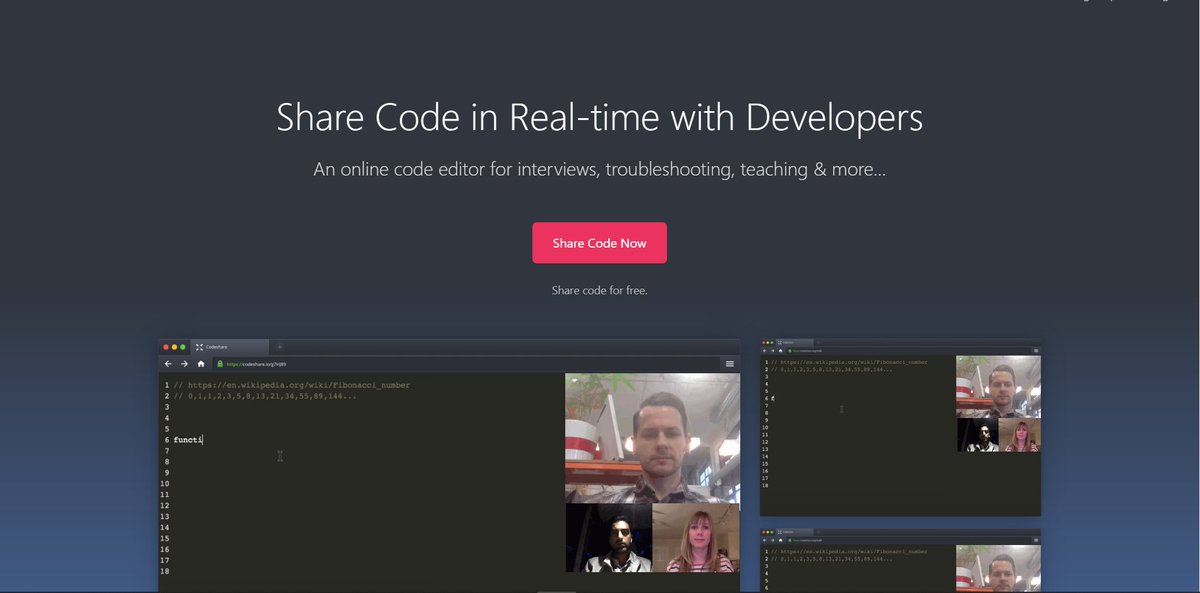 Share Code in Real-time with DevelopersAn online code editor for interviews, troubleshooting, teaching & more…  https://codeshare.io/ 