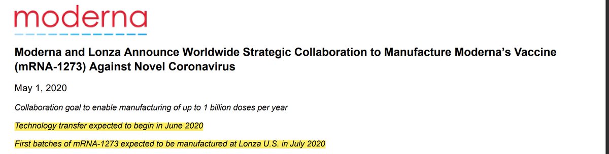 At the core of this scale up process is the exact thing activists want -- technology transfer. Remember before summer of 2020, Lonza had never made a mRNA therapeutic. But with tech transfer from Moderna, the company was able to make the first doses within 2 months of the deal.
