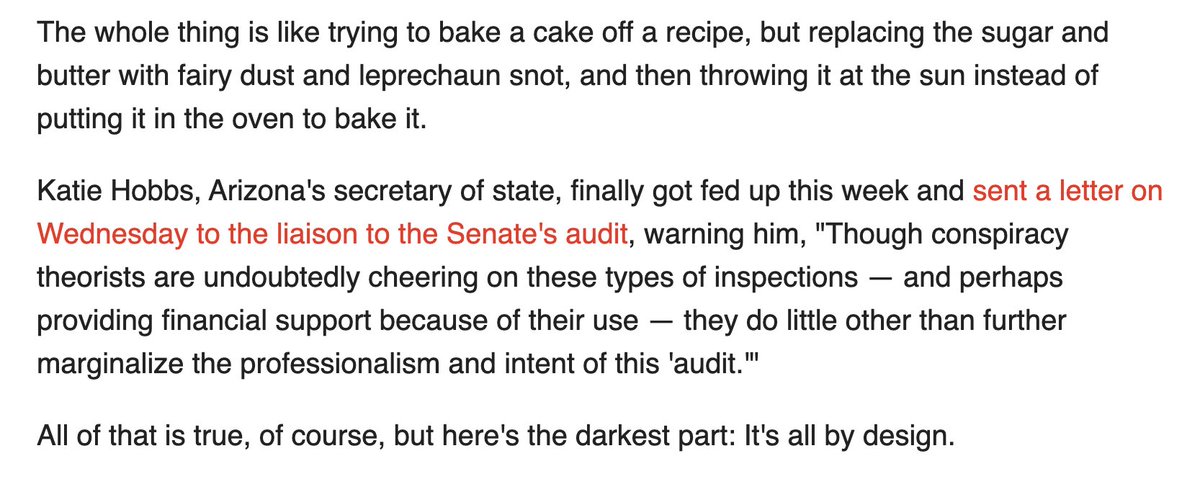 It's true that the entire vote-counting "audit" in Maricopa is a clown show that only serves to undermine faith in election systems. That's the point of it!