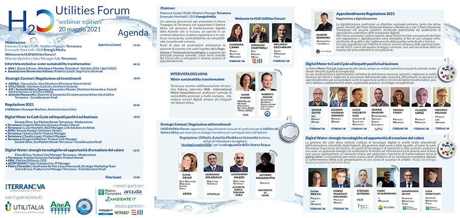 <a href="/Terranova_sw/">Terranova</a> è lieta di presentare la V edizione dell'iniziativa: H2O Utilities Forum, 20 maggio 2021 (full digital edition) sessione 09:00-13:00.
☑️ Maggiori Informazioni: lnkd.in/dt5Rt-z
☑️ Iscrizione: lnkd.in/gXN8Pz8