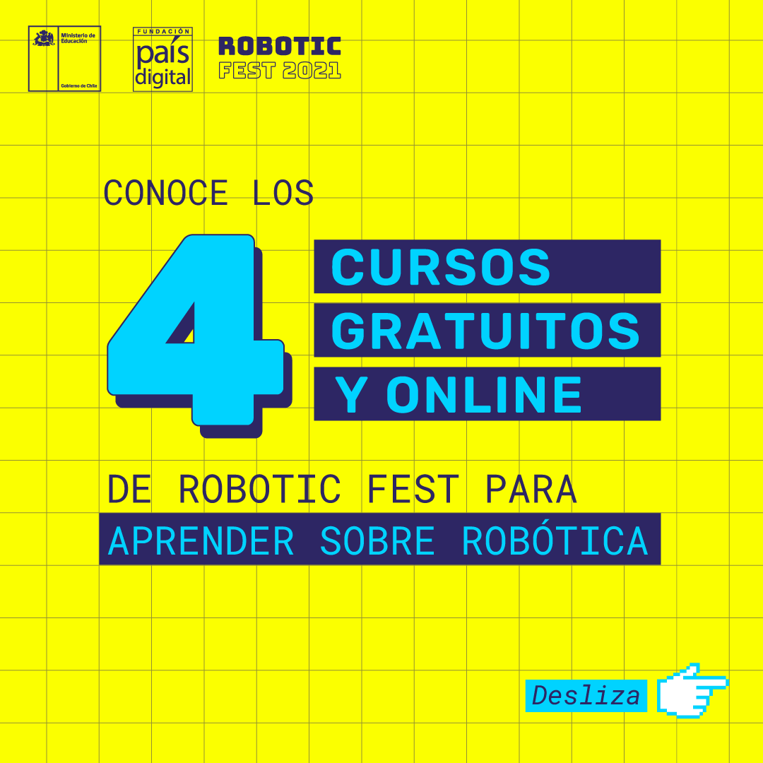fpaisdigital's tweet image. #RoboticFest 🤖
¿Aún no conoces todos los cursos de robótica?
Revisa y aprende sobre programación a través de las 4 especialidades que hemos preparado junto a @Mineduc.
💻Recuerda que son gratis y 100% online.
Sólo debes inscribirte en 👉🏽 roboticfest.cl