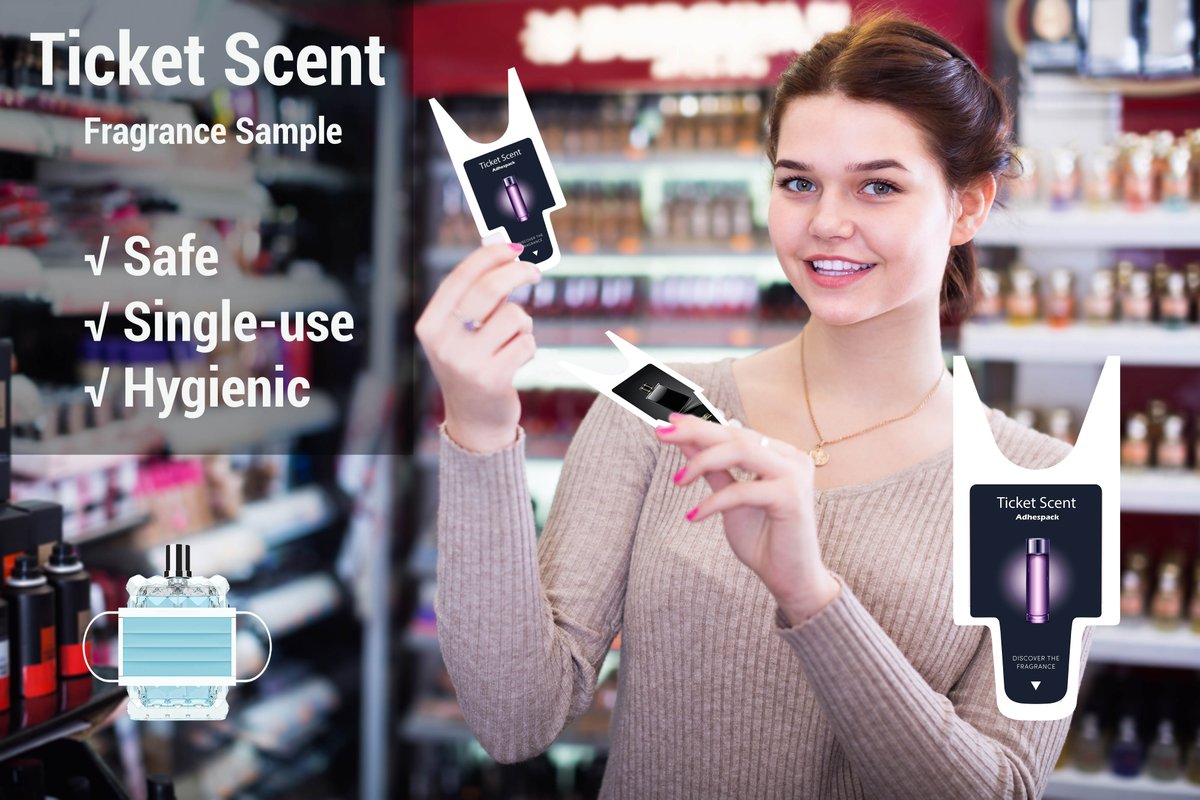 AdhespackGroup's tweet image. Safe experience ! #samples #Perfume #selfsampling #ticketscent #adhespack