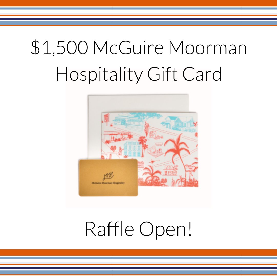 Raffles and sponsorships are still open for this year's fundraiser! We have amazing items like this $1,500 gift card for any McGuire Moorman restaurant, including June's All Day, Jeffrey's, Josephine House, Clark's, and the newly opened Sammie's! sas2021.givesmart.com