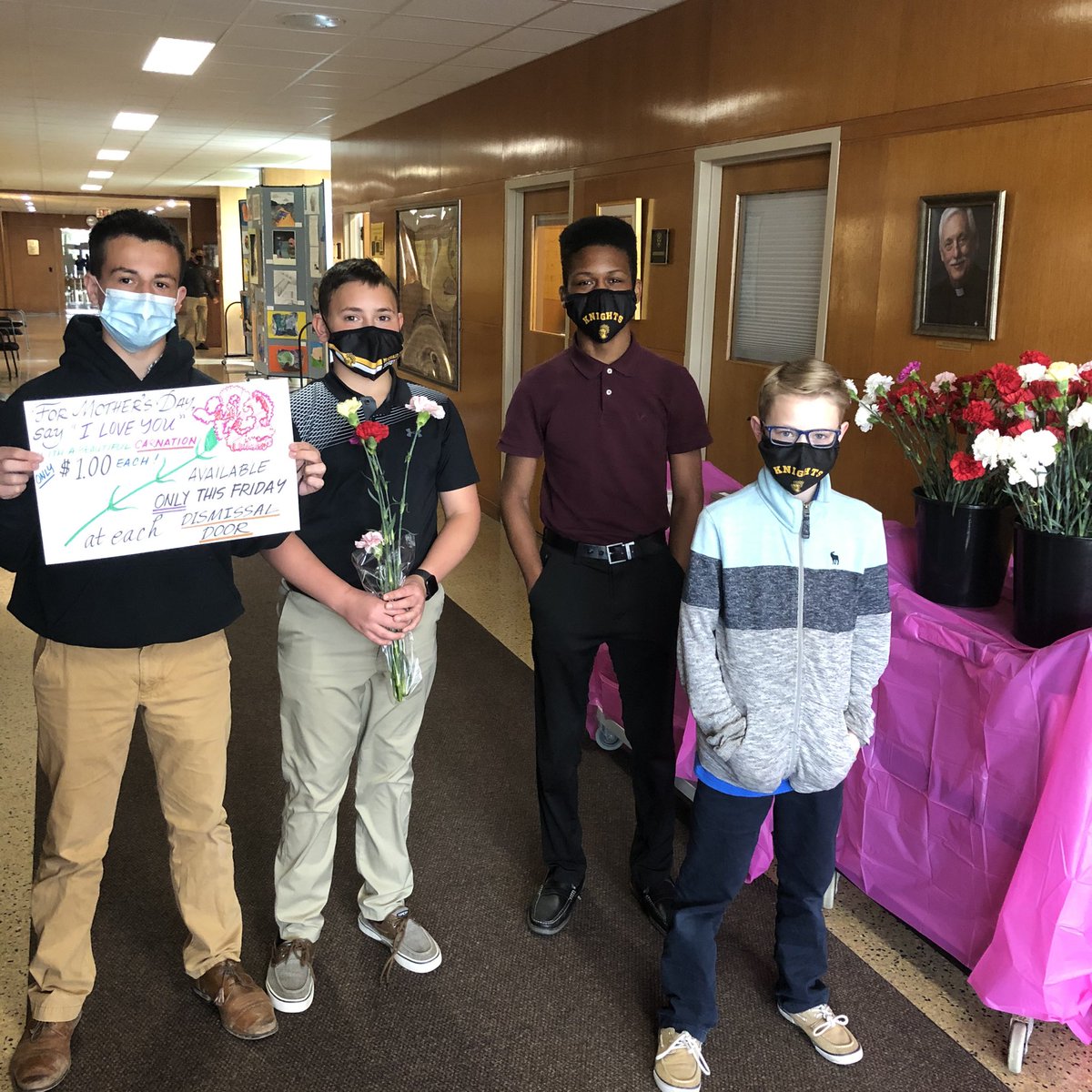 Mission &amp; Ministry selling Mothers Day carnations at the exits today to benefit migrant farmers in our area.