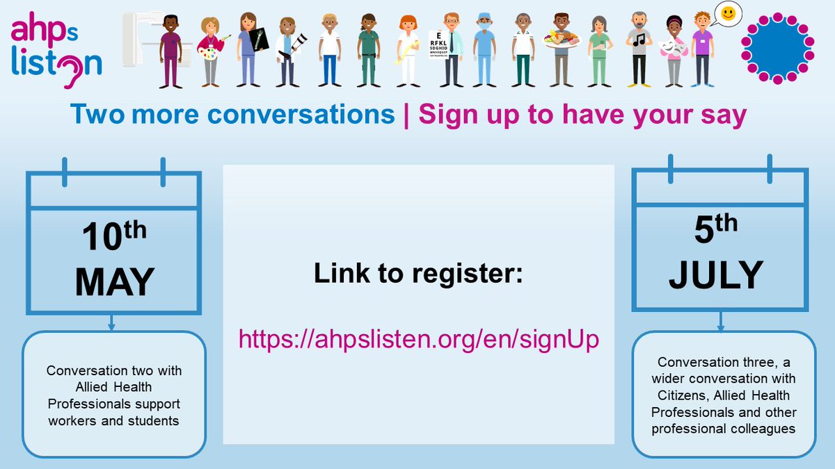 ⭐️#AHPs it’s now your turn to have your say!

👉Whether you’re an #AHPStudent, support worker or registered #AHP we want to hear from you👈

⭐️Register here to be notified when the platform opens on 10 May 👉 ahpslisten.org/en/signUp 

3/3 @WeAHPs